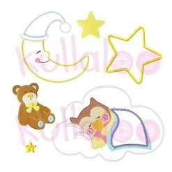 Stickapplikationen Set Eule „KULLA“ Auf Wolke 13x18