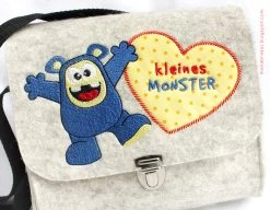 Stickmonster Junge 10x10 -Kullaloo 3 stickmonster und herzappli tasche