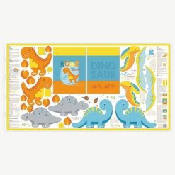 "DINO FRIENDS" Cut & Sew Dino Stoff Panel -Kullaloo 62166 cutandsew baumwolle dino stoff panel dinosaurier 0 stoffdruck bgbeige
