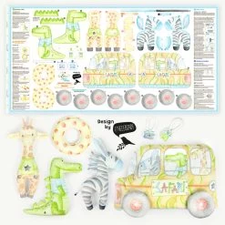 3 Cut & Sew Stoffpaneele Deiner Wahl Zum Spar-Preis -Kullaloo 62167 cutandsew panel pluesch treeebird crazy safari 0 bgbeige