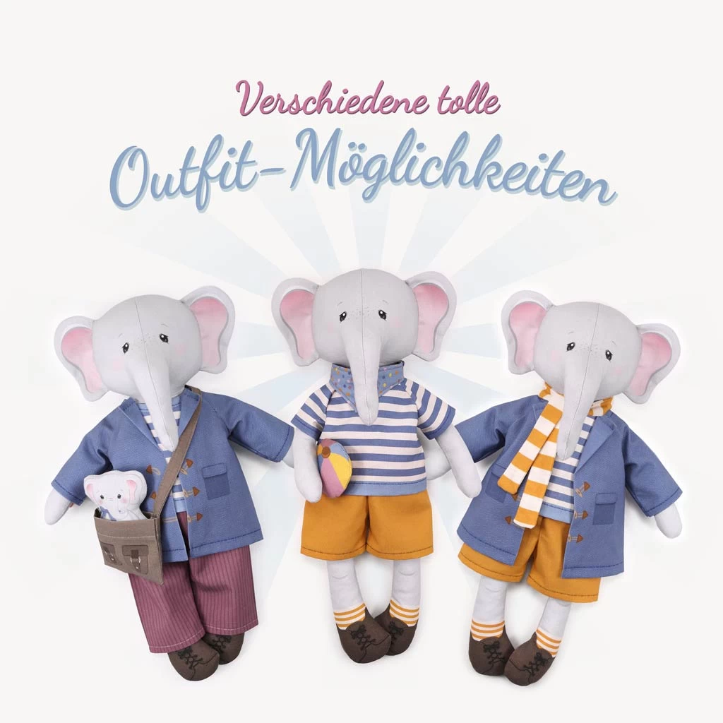 "Dress Me Besties" Im Doppelpack: Anziehpuppen Nähen Mit Cut & Sew BETSY BÄR & "EDDY ELEFANT 6 "Dress Me Besties" Im Doppelpack: Anziehpuppen Nähen Mit Cut & Sew BETSY BÄR & "EDDY ELEFANT – Bild 6