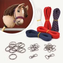 Materialset Für Hobby Horse Halfter Navy/rot (ohne Anleitung)