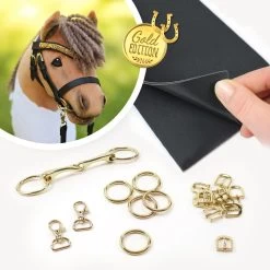 Hobby Horse Trensen Set ◆GOLD EDITION◆: DIY Materialset Mit Schwarzem Leder (ohne Anleitung)