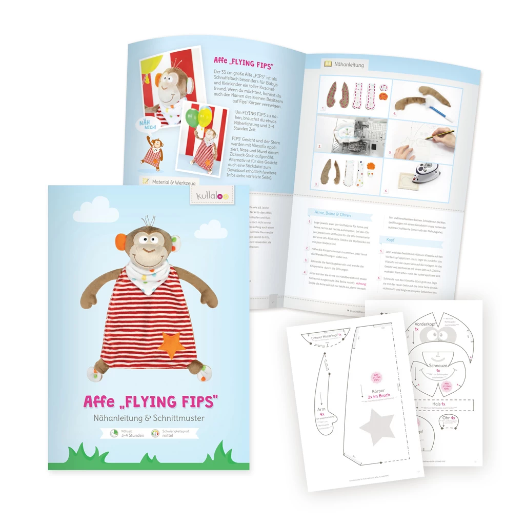 Nähanleitung Affe "FLYING FIPS" Inkl. Stickdatei Für Das Gesicht 2 Nähanleitung Affe "FLYING FIPS" Inkl. Stickdatei Für Das Gesicht – Bild 2