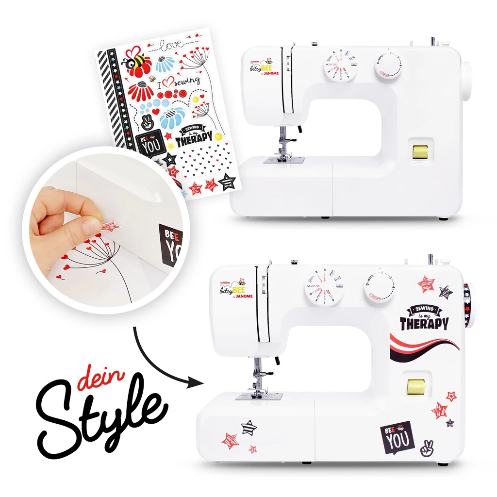 Anfänger Nähmaschine "kullaloo BitsyBEE" By JANOME Mit Nähset Und Aufklebern (auch Zum Jersey Nähen Geeignet!) 2 Anfänger Nähmaschine "kullaloo BitsyBEE" By JANOME Mit Nähset Und Aufklebern (auch Zum Jersey Nähen Geeignet!) – Bild 2
