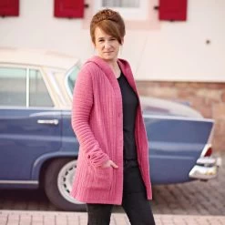 Cardigan Schnittmuster "CHILLY" Für Damen Und Kinder -Kullaloo cardigan damen beere angezogen 12