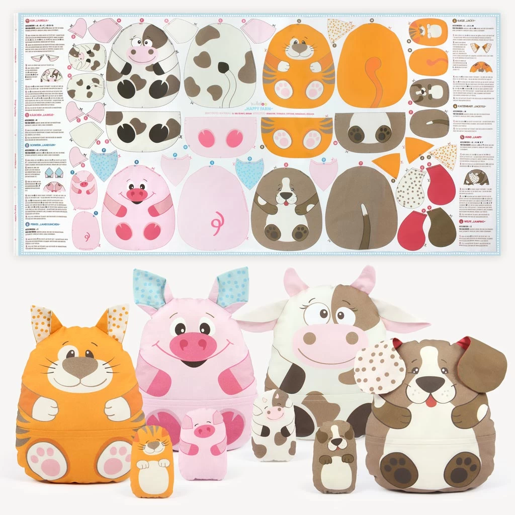 "HAPPY FARM" Bauernhoftiere Als Cut & Sew Panel Auf Baumwolle 1 "HAPPY FARM" Bauernhoftiere Als Cut & Sew Panel Auf Baumwolle