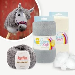 Materialpaket Mit Hobby Horse Stoff Grau Für Schnittmuster "HOLLY"