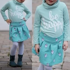 Rollkragen Shirt Nähen Für Damen Und Kinder: Doppel-eBook „RENATE“ -Kullaloo einhorn sweat rock collage 2