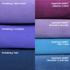 PlushMinky™ Minky Stoff Dunkelblau ("Navi") – 3 Mm Flor – 0,5m -Kullaloo farbvergleich blaulila