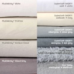 PlushMinky™ Minky Stoff Wollweiß ("Pristine") – 3 Mm Flor – 0,5m -Kullaloo farbvergleich grau weiss 3
