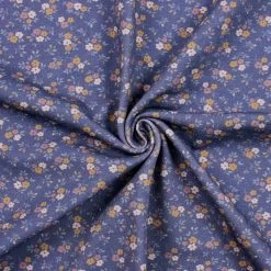 French Terry Blumenmuster Dunkelblau – 0,5m -Kullaloo french terry bluemchen dunkelblau 2 heller