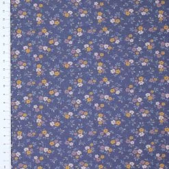 French Terry Blumenmuster Dunkelblau – 0,5m -Kullaloo french terry bluemchen dunkelblau 3 heller