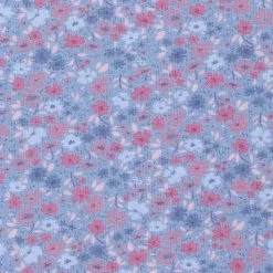 French Terry Blumen Blau / Rosa – 0,5m