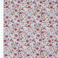 French Terry Blümchen Wollweiß – 0,5m -Kullaloo french terry blumenmuster wollweiss 3 heller