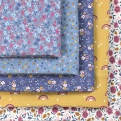 French Terry Regenbogen Rosa Auf Senfgelb – 0,5m -Kullaloo french terry muster stapel 3 heller 4