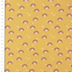 French Terry Regenbogen Rosa Auf Senfgelb – 0,5m -Kullaloo french terry regenbogen senf 3 heller