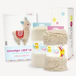 Lama Geschenkset Beige/latte: Papierschnittmuster + Zwei Plüschs In Geschenkbox