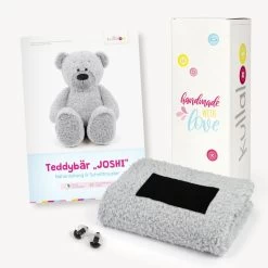 Teddy Geschenkset Hellgrau: Papierschnittmuster, Plüsch Und 1 Paar Sicherheitsaugen