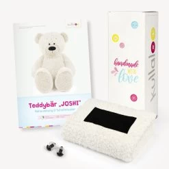 Teddy Geschenkset Wollweiß: Papierschnittmuster, Plüsch Und 1 Paar Sicherheitsaugen