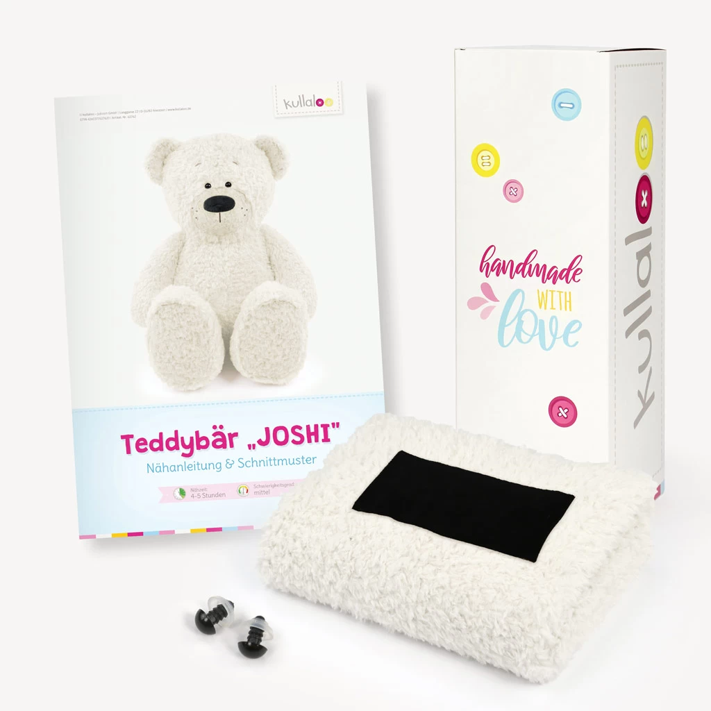 Teddy Geschenkset Wollweiß: Papierschnittmuster, Plüsch Und 1 Paar Sicherheitsaugen 1 Teddy Geschenkset Wollweiß: Papierschnittmuster, Plüsch Und 1 Paar Sicherheitsaugen