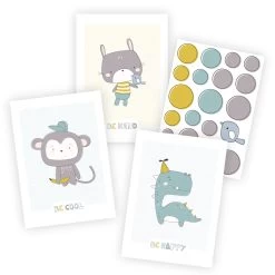 Kinderzimmer Wanddeko Set Mit 3 A4-Postern Und Wandtattoos Zum Selbstgestalten