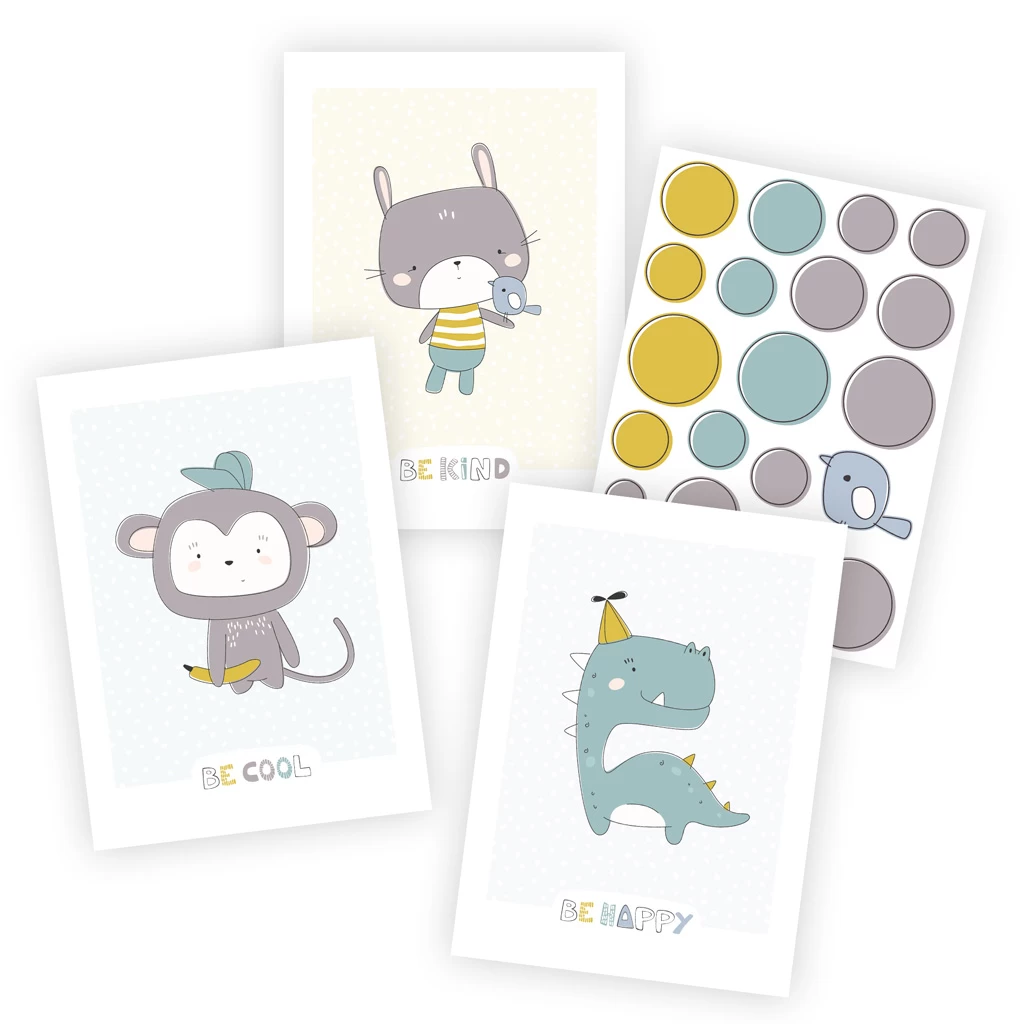 Kinderzimmer Wanddeko Set Mit 3 A4-Postern Und Wandtattoos Zum Selbstgestalten 1 Kinderzimmer Wanddeko Set Mit 3 A4-Postern Und Wandtattoos Zum Selbstgestalten