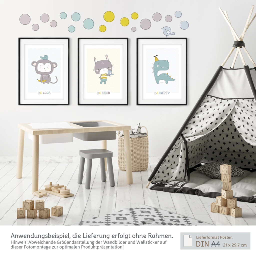 Kinderzimmer Wanddeko Set Mit 3 A4-Postern Und Wandtattoos Zum Selbstgestalten 6 Kinderzimmer Wanddeko Set Mit 3 A4-Postern Und Wandtattoos Zum Selbstgestalten – Bild 6