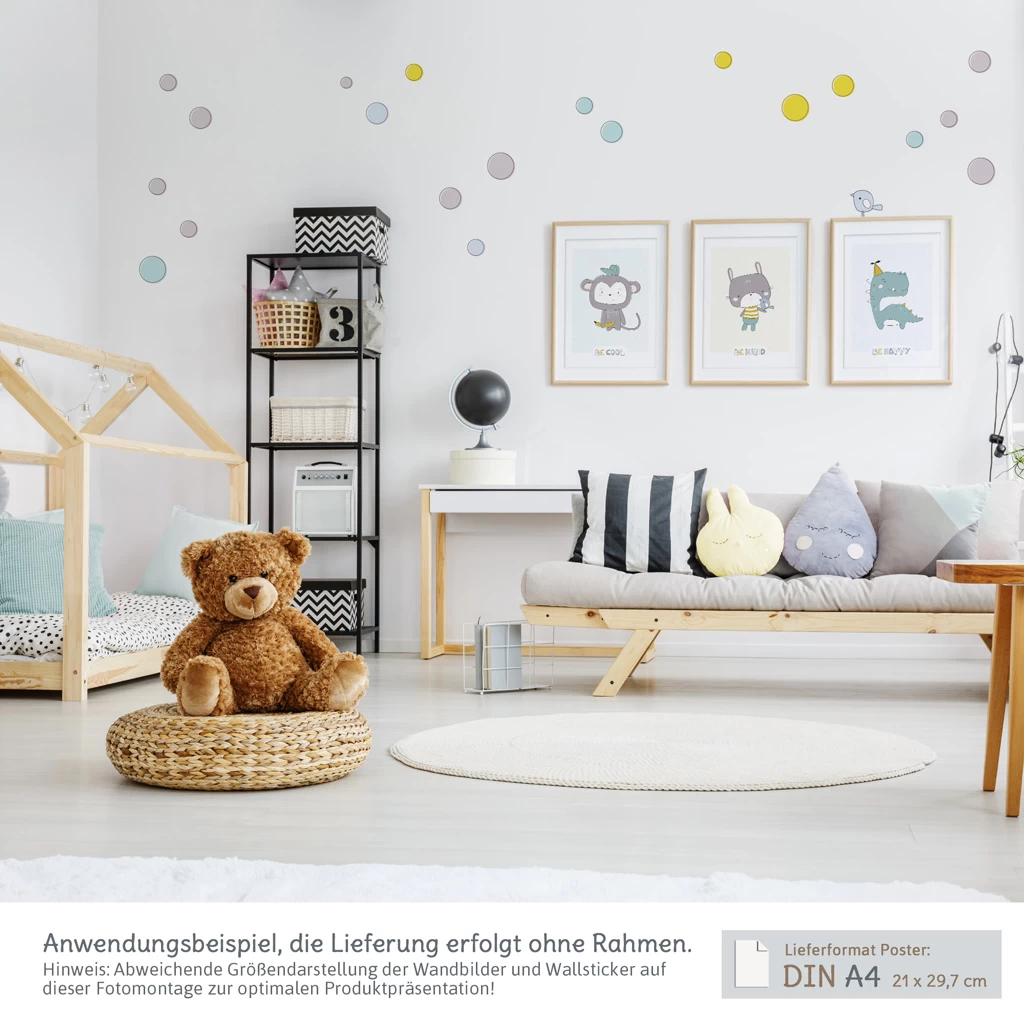 Kinderzimmer Wanddeko Set Mit 3 A4-Postern Und Wandtattoos Zum Selbstgestalten 2 Kinderzimmer Wanddeko Set Mit 3 A4-Postern Und Wandtattoos Zum Selbstgestalten – Bild 2