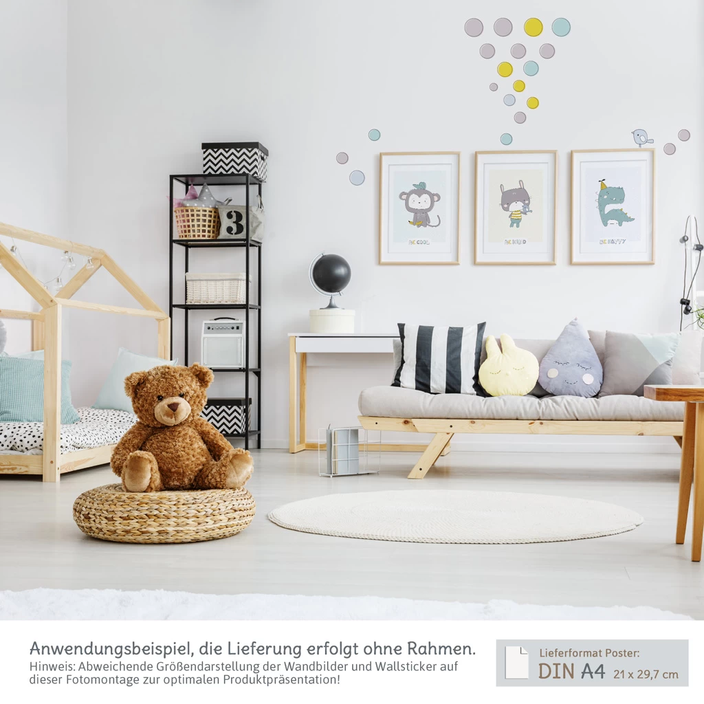 Kinderzimmer Wanddeko Set Mit 3 A4-Postern Und Wandtattoos Zum Selbstgestalten 4 Kinderzimmer Wanddeko Set Mit 3 A4-Postern Und Wandtattoos Zum Selbstgestalten – Bild 4