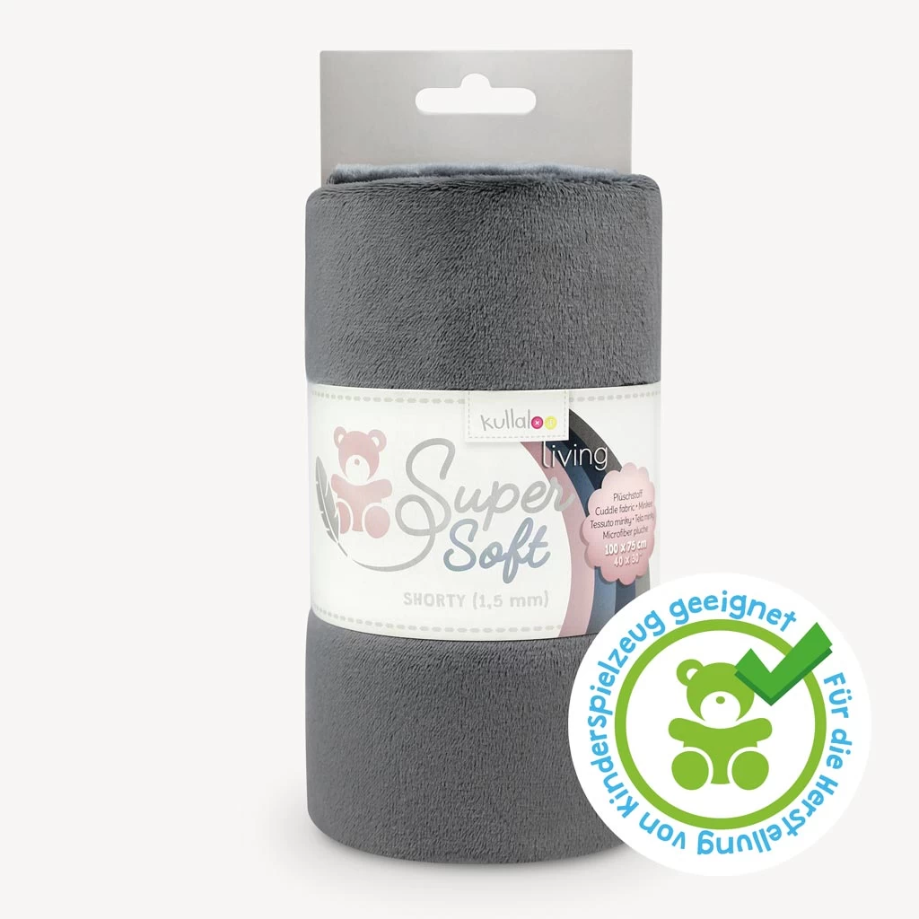 Plüschstoff Dunkelgrau (aschgrau) – 1,5 Mm SuperSoft SHORTY