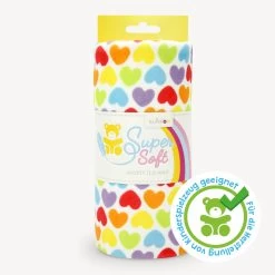 Plüschstoff Muster "Rainbow Love HEARTS" – 1,5 Mm SuperSoft SHORTY