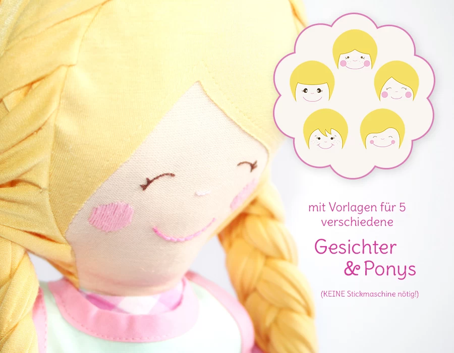 Puppe Nähen: Papierschnittmuster Stoffpuppe "LULU" 6 Puppe Nähen: Papierschnittmuster Stoffpuppe "LULU" – Bild 6