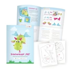 Doppelschnittmuster "FEO" Zum Plüschdrachen Nähen -Kullaloo naehanleitung schnittmuster drachenkopf feo 2