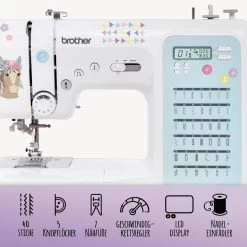 Computer Nähmaschine Für Einsteiger & Fortgeschrittene: Brother FS40s Kullaloo Edition, Inkl. Nähset & Stickern -Kullaloo naehmaschine computer einsteiger und fortgeschrittene brother FS40s 8 bgbeige