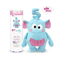 Nähset Alien "B-Day Bibs" In Türkis / Rosa-kariert + Schnitt