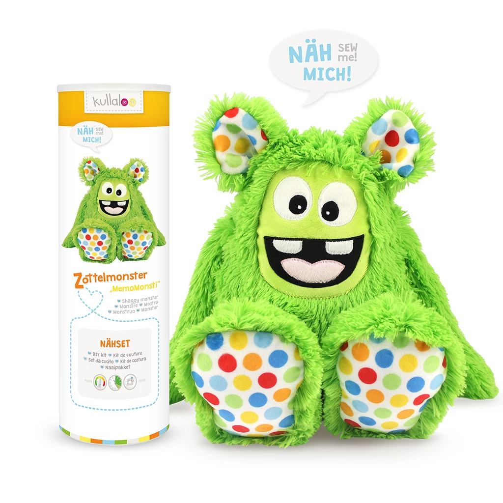 Nähset Zottelmonster "MemoMonsti" Grün + Schnitt 1 Nähset Zottelmonster "MemoMonsti" Grün + Schnitt