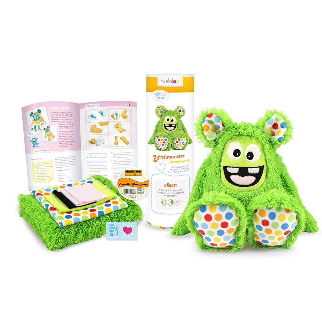 Nähset Zottelmonster "MemoMonsti" Grün + Schnitt 2 Nähset Zottelmonster "MemoMonsti" Grün + Schnitt – Bild 2