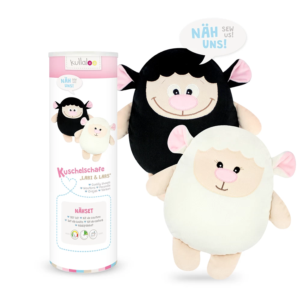 Doppel-Nähset Kuscheltier Schaf "LARI" In Weiß & Schwarz 1 Doppel-Nähset Kuscheltier Schaf "LARI" In Weiß & Schwarz