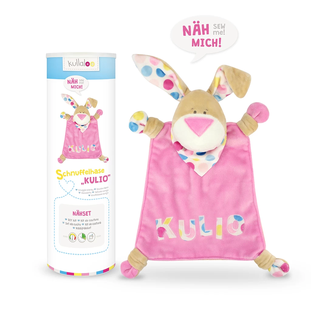 Nähset Schnuffeltuch Hase "KULIO" Beige / Rosa + Schnitt 1 Nähset Schnuffeltuch Hase "KULIO" Beige / Rosa + Schnitt