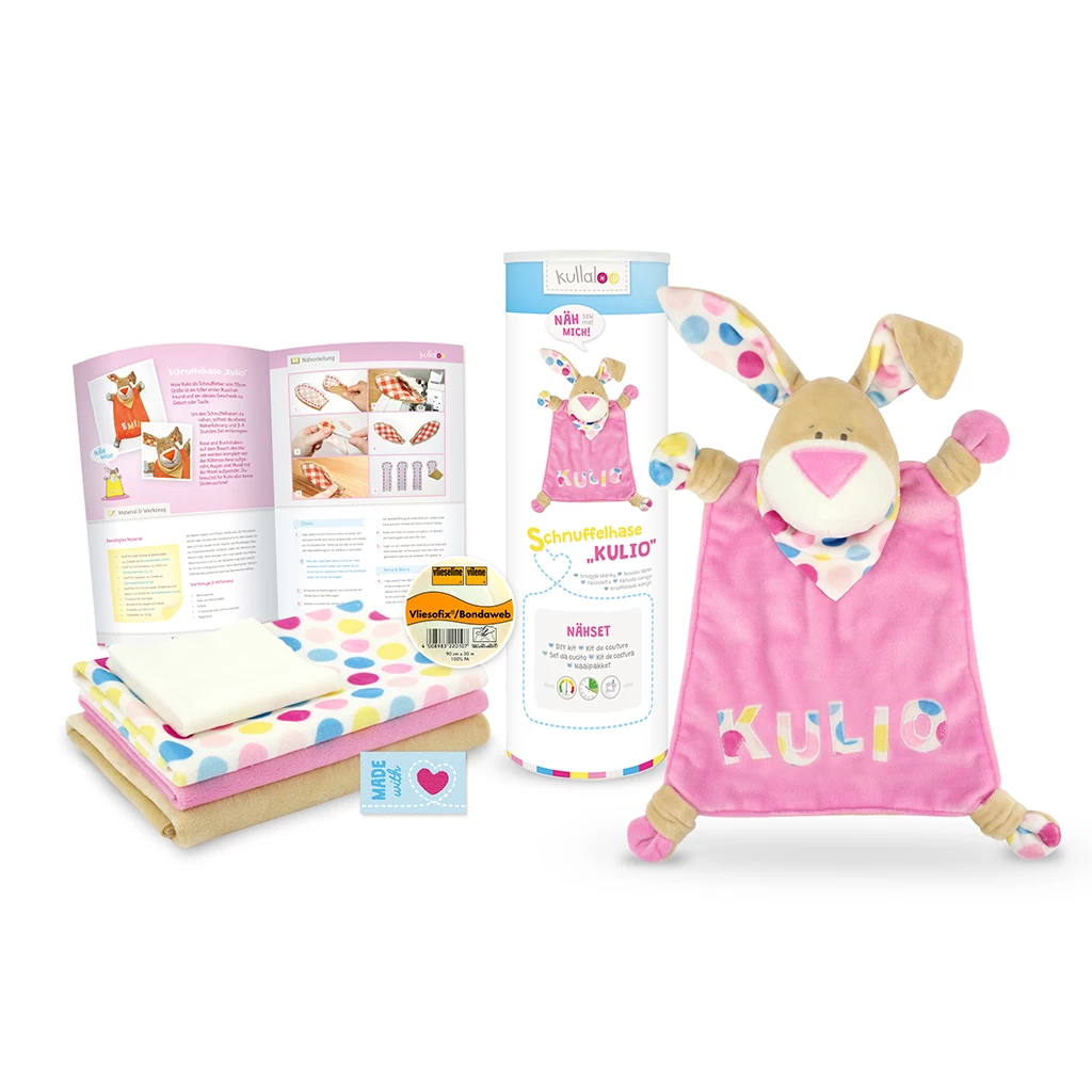 Nähset Schnuffeltuch Hase "KULIO" Beige / Rosa + Schnitt 2 Nähset Schnuffeltuch Hase "KULIO" Beige / Rosa + Schnitt – Bild 2