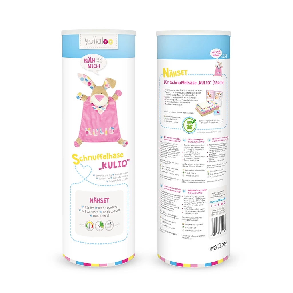 Nähset Schnuffeltuch Hase "KULIO" Beige / Rosa + Schnitt 4 Nähset Schnuffeltuch Hase "KULIO" Beige / Rosa + Schnitt – Bild 4
