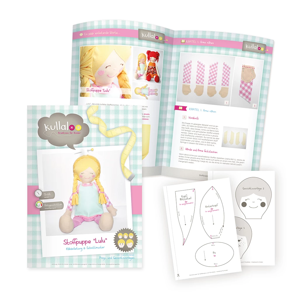 Puppe Nähen: Papierschnittmuster Stoffpuppe "LULU" 2 Puppe Nähen: Papierschnittmuster Stoffpuppe "LULU" – Bild 2