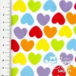 Plüschstoff Muster "Rainbow Love HEARTS" – 1,5 Mm SuperSoft SHORTY -Kullaloo pluesch muster herzen supersoft shorty rainbowlove hearts 2