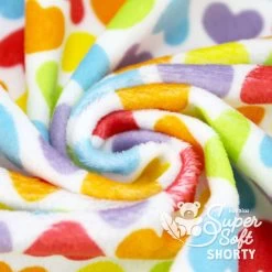 Plüschstoff Muster "Rainbow Love HEARTS" – 1,5 Mm SuperSoft SHORTY -Kullaloo pluesch muster herzen supersoft shorty rainbowlove hearts 4