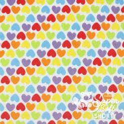 Plüschstoff Muster "Rainbow Love HEARTS" – 1,5 Mm SuperSoft SHORTY -Kullaloo pluesch muster herzen supersoft shorty rainbowlove hearts 5