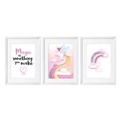 Bilder Kinderzimmer Mädchen: Zauberhafte Einhorn Poster Im A4 3er-Set -Kullaloo poster 3er set einhorn aquarell 11