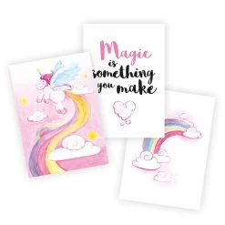 Bilder Kinderzimmer Mädchen: Zauberhafte Einhorn Poster Im A4 3er-Set