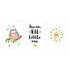 Bilder Babyzimmer: A4 Poster 3er-Set Mit Eulen Mama & Baby -Kullaloo poster 3er set eulen illustration 1