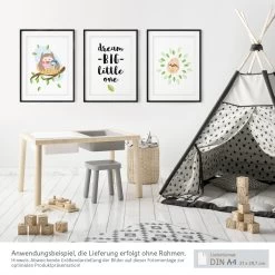 Bilder Babyzimmer: A4 Poster 3er-Set Mit Eulen Mama & Baby -Kullaloo poster 3er set eulen illustration 8